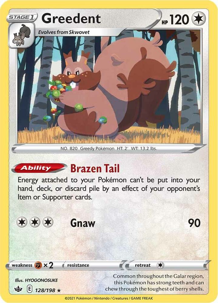 Greedent 128/198 Holofoil — Chilling Reign Pokémon card