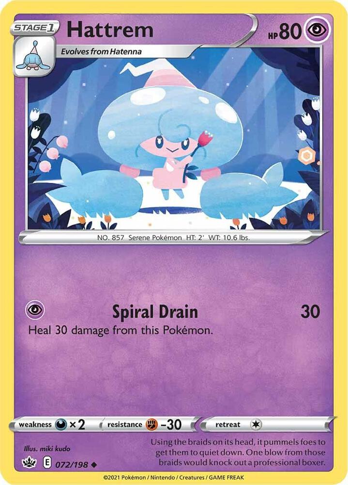 Hattrem 072/198 Reverse Holofoil — Chilling Reign Pokémon card