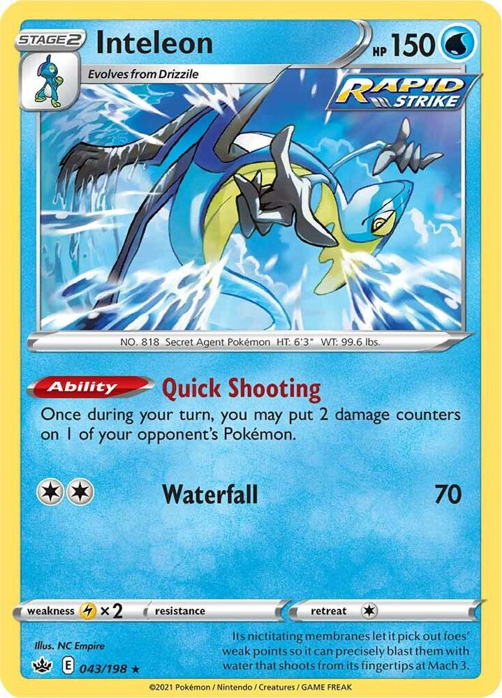 Inteleon 043/198 Holofoil — Chilling Reign Pokémon card