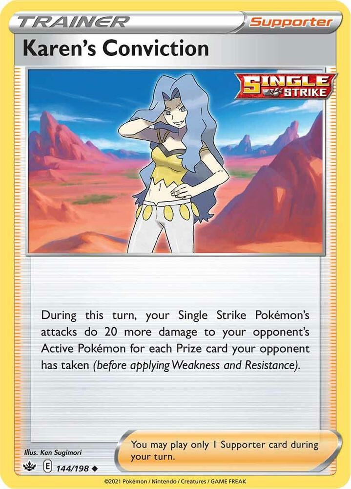 Karen's Conviction 144/198 Reverse Holofoil — Chilling Reign Pokémon card