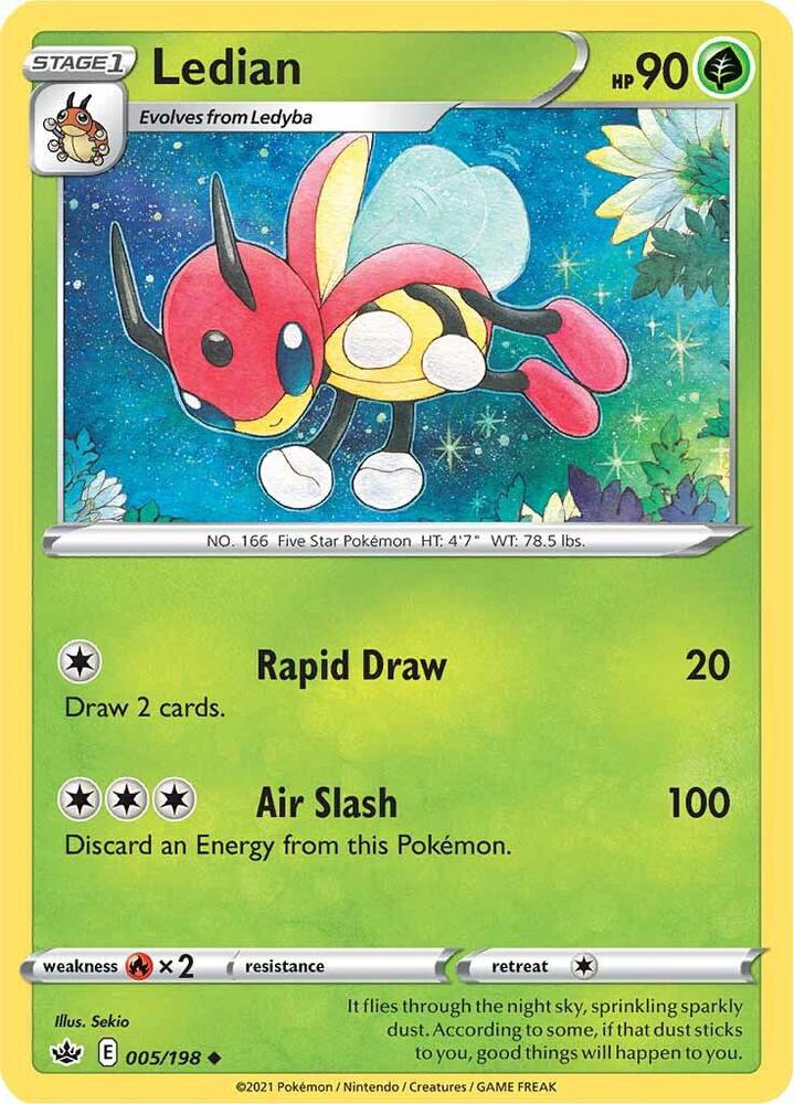 Ledian 005/198 Reverse Holofoil — Chilling Reign Pokémon card