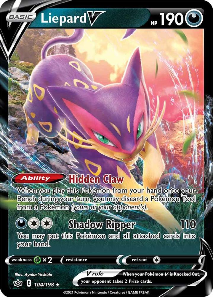 Liepard V 104/198 Holofoil — Chilling Reign Pokémon card