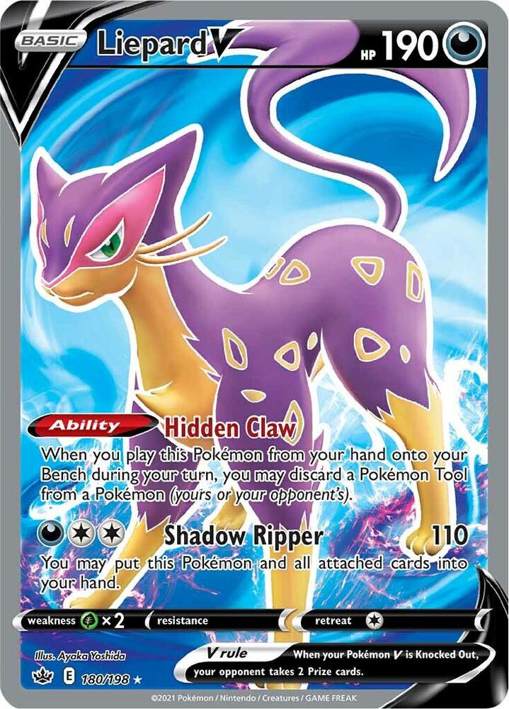 Liepard V 180/198 Holofoil — Chilling Reign Pokémon card