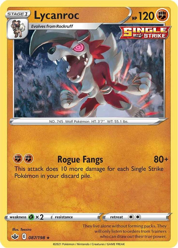 Lycanroc 087/198 Reverse Holofoil — Chilling Reign Pokémon card