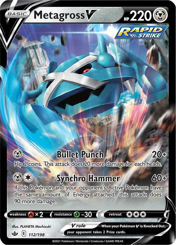 Metagross V 112/198 Holofoil — Chilling Reign Pokémon card