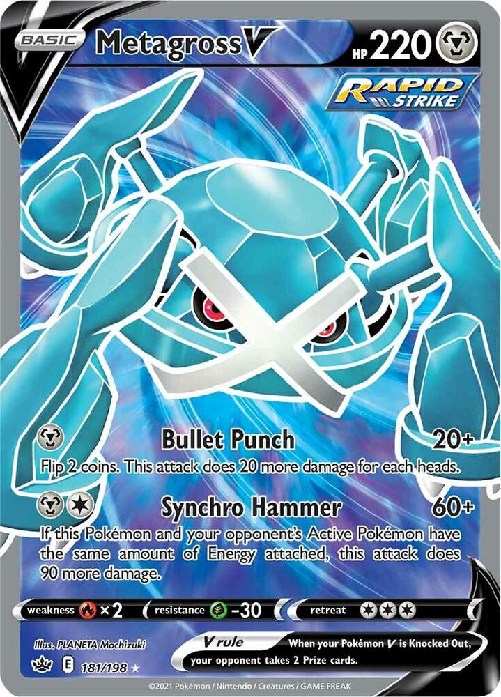 Metagross V 181/198 Holofoil — Chilling Reign Pokémon card