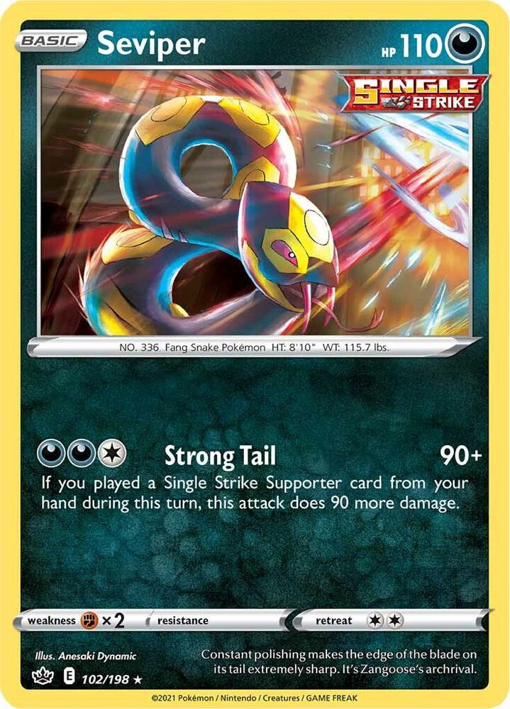Seviper 102/198 Reverse Holofoil — Chilling Reign Pokémon card