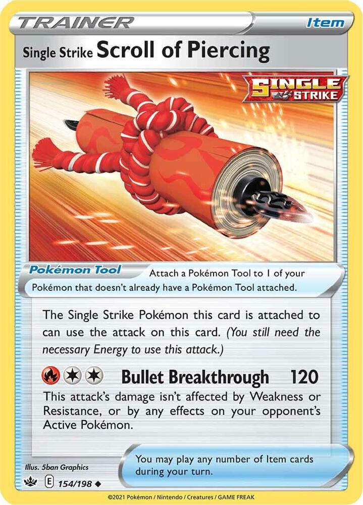 Single Strike Scroll of Piercing 154/198 Reverse Holofoil — Chilling Reign Pokémon card