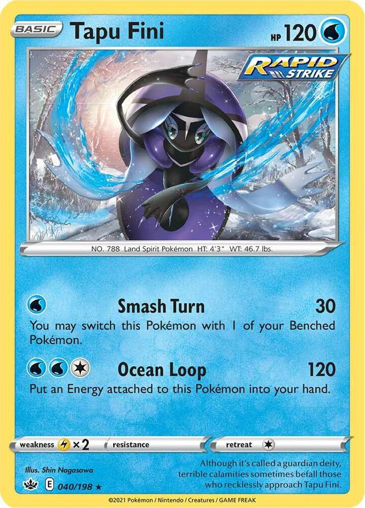 Tapu Fini 040/198 Reverse Holofoil — Chilling Reign Pokémon card