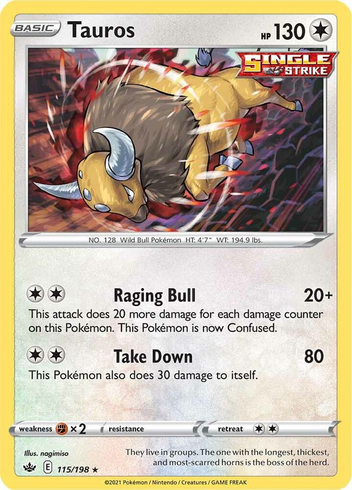 Tauros 115/198 Holofoil — Chilling Reign Pokémon card