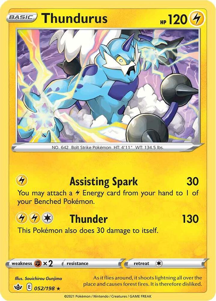 Thundurus 052/198 Reverse Holofoil — Chilling Reign Pokémon card