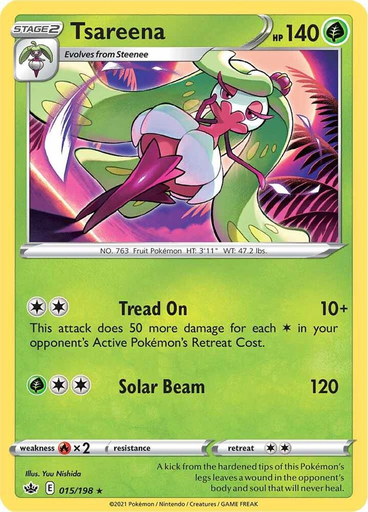Tsareena 015/198 Reverse Holofoil — Chilling Reign Pokémon card