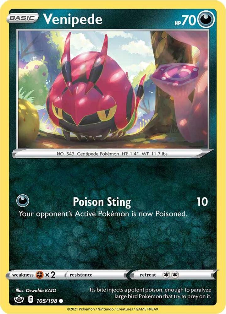 Venipede 105/198 Reverse Holofoil — Chilling Reign Pokémon card