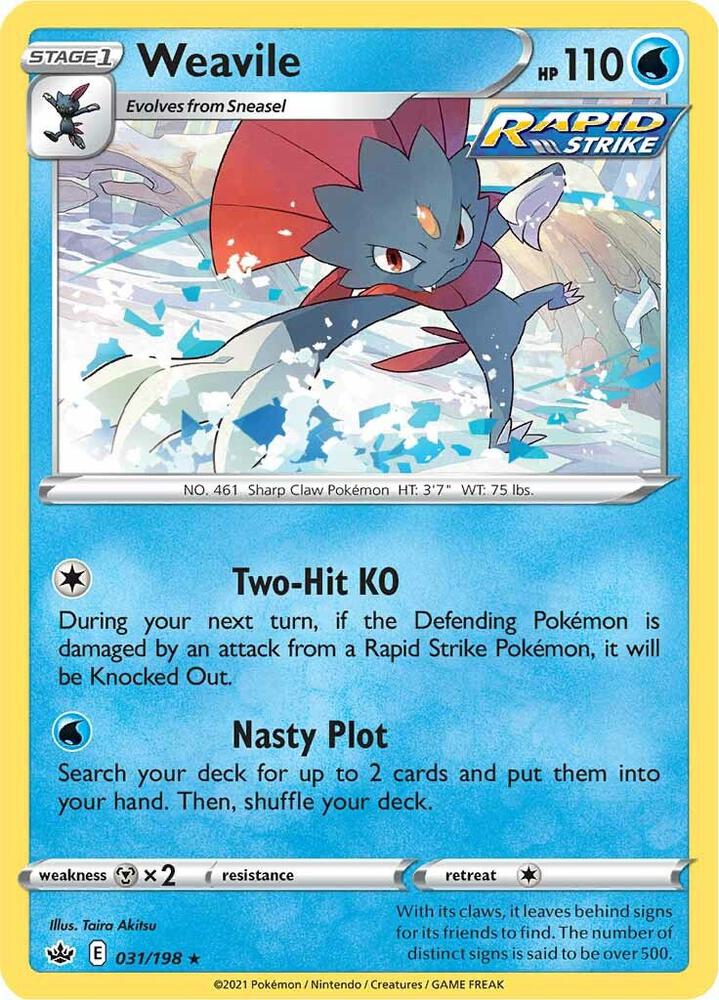 Weavile 031/198 Reverse Holofoil — Chilling Reign Pokémon card