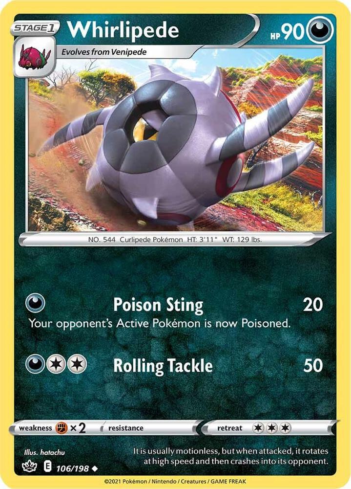 Whirlipede 106/198 Reverse Holofoil — Chilling Reign Pokémon card