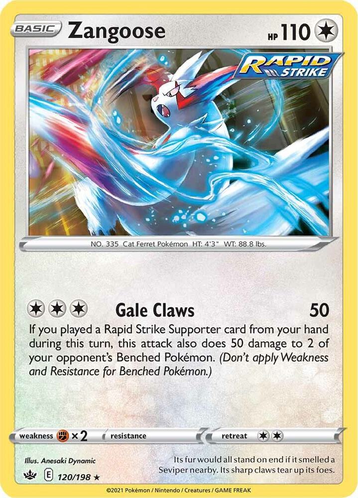 Zangoose 120/198 Reverse Holofoil — Chilling Reign Pokémon card
