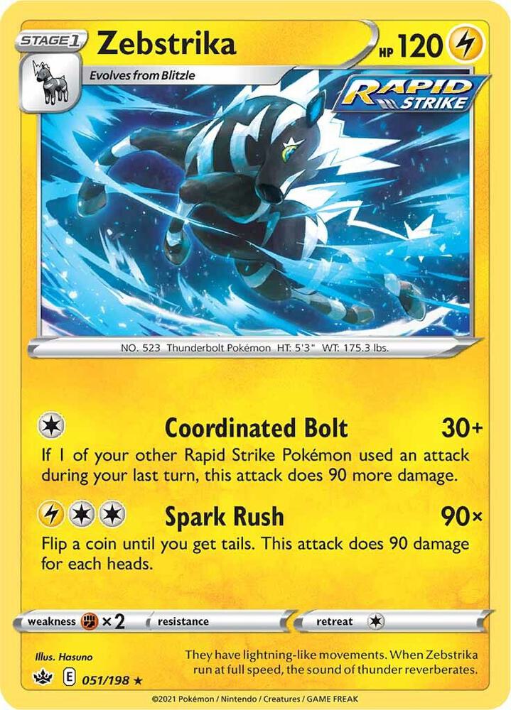 Zebstrika 051/198 Reverse Holofoil — Chilling Reign Pokémon card