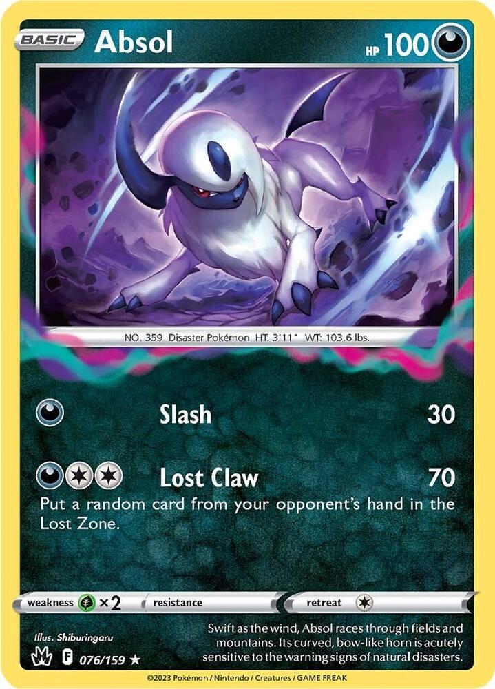 Absol 076/159 Holofoil — Crown Zenith Pokémon card