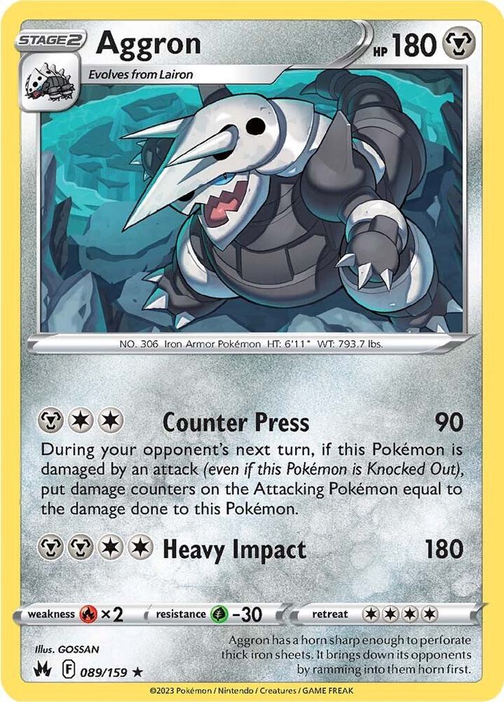 Aggron 089/159 Reverse Holofoil — Crown Zenith Pokémon card