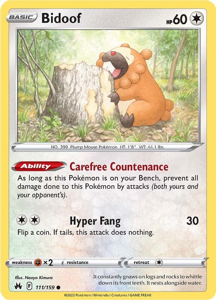 Bidoof 111/159 — Crown Zenith Pokémon card