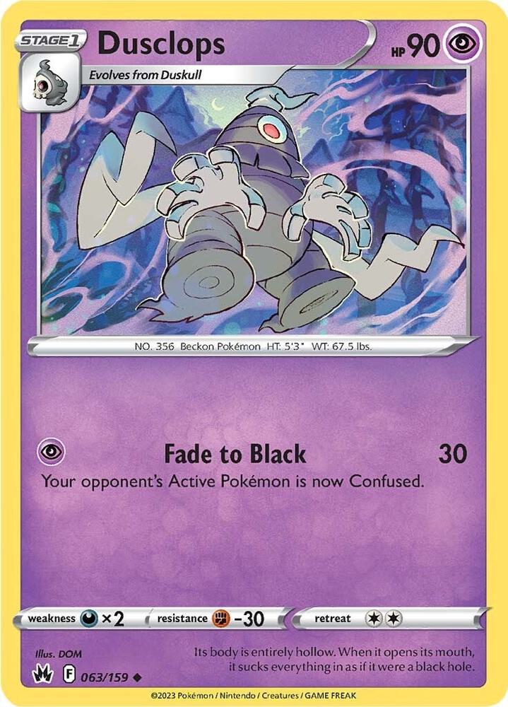 Dusclops 063/159 — Crown Zenith Pokémon card
