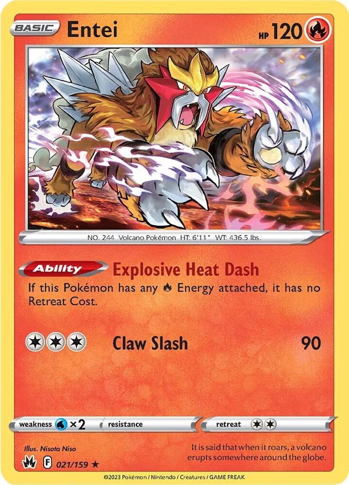 Entei 021/159 Holofoil — Crown Zenith Pokémon card