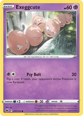 Exeggcute 057/159 Reverse Holofoil — Crown Zenith Pokémon card
