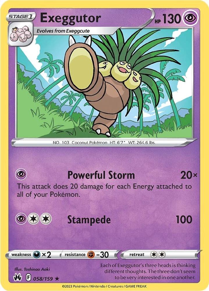 Exeggutor 058/159 Reverse Holofoil — Crown Zenith Pokémon card