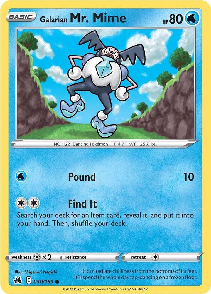 Pokemon - Crown Zenith - Galarian Mr. Mime - 030/159 - Reverse Holofoil