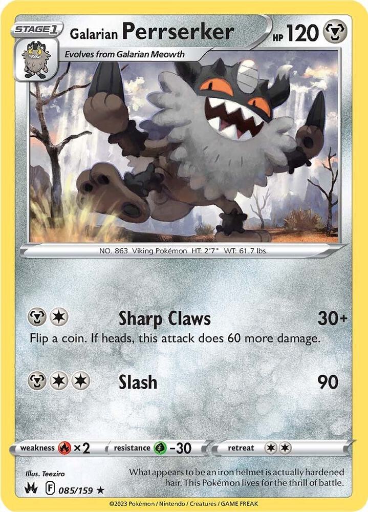 Galarian Perrserker 085/159 Reverse Holofoil — Crown Zenith Pokémon card
