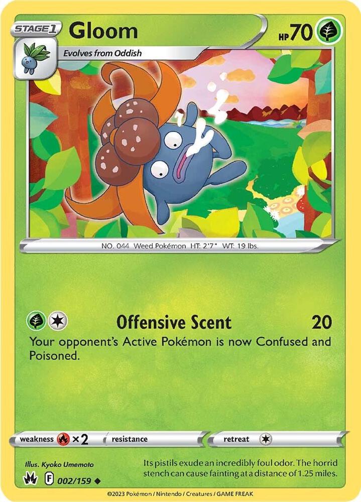 Gloom 002/159 Reverse Holofoil — Crown Zenith Pokémon card