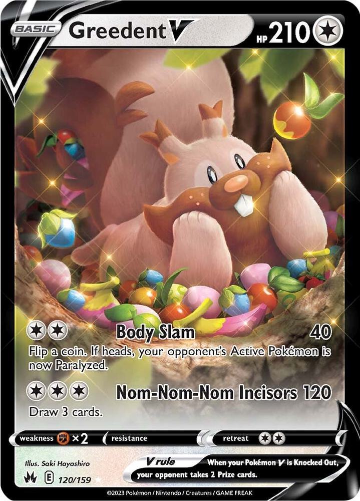 Greedent V 120/159 Holofoil — Crown Zenith Pokémon card