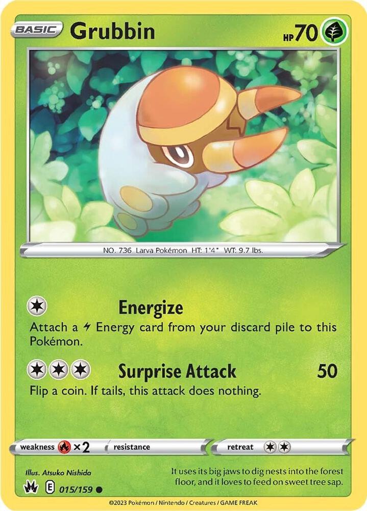 Grubbin 015/159 — Crown Zenith Pokémon card