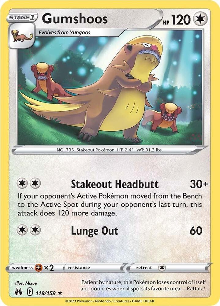 Gumshoos 118/159 — Crown Zenith Pokémon card