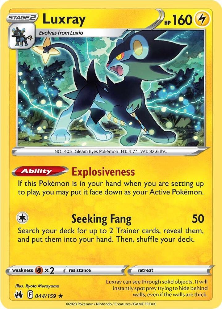 Luxray 044/159 Reverse Holofoil — Crown Zenith Pokémon card