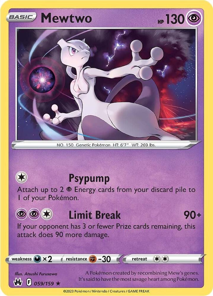Mewtwo 059/159 Holofoil — Crown Zenith Pokémon card