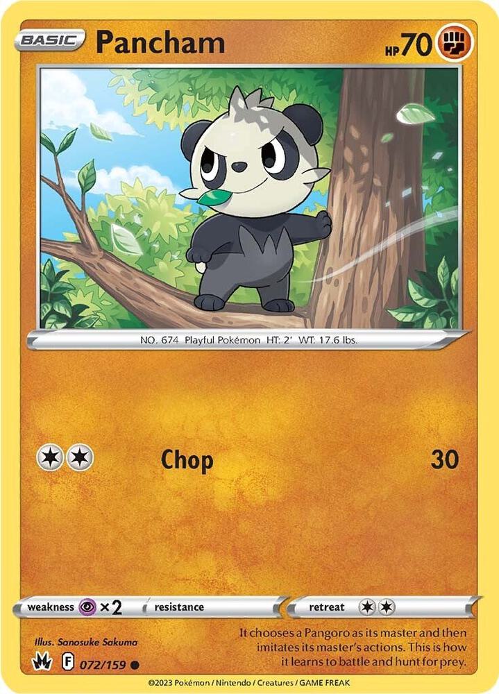 Pancham 072/159 — Crown Zenith Pokémon card