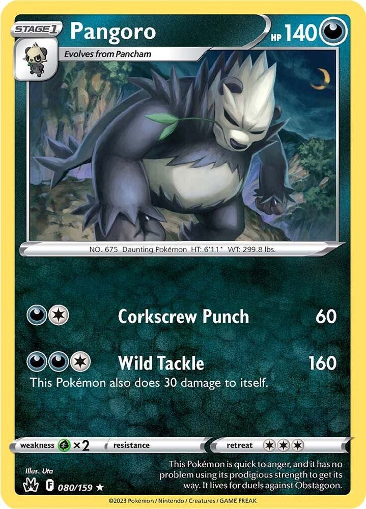 Pangoro 080/159 Reverse Holofoil — Crown Zenith Pokémon card
