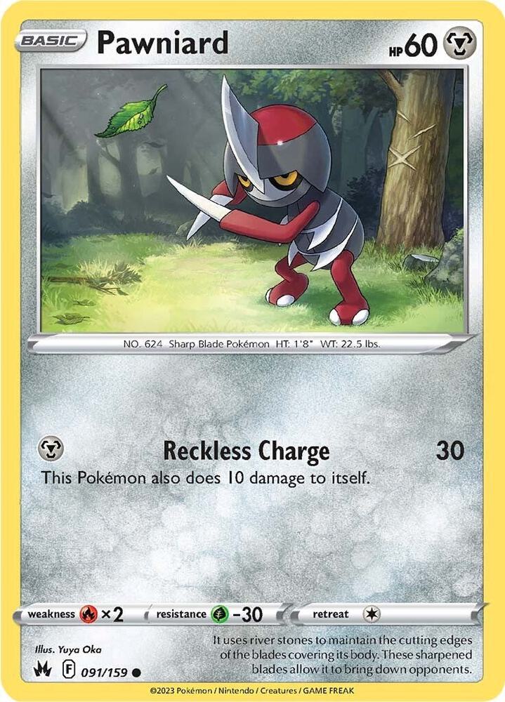 Pawniard 091/159 Reverse Holofoil — Crown Zenith Pokémon card