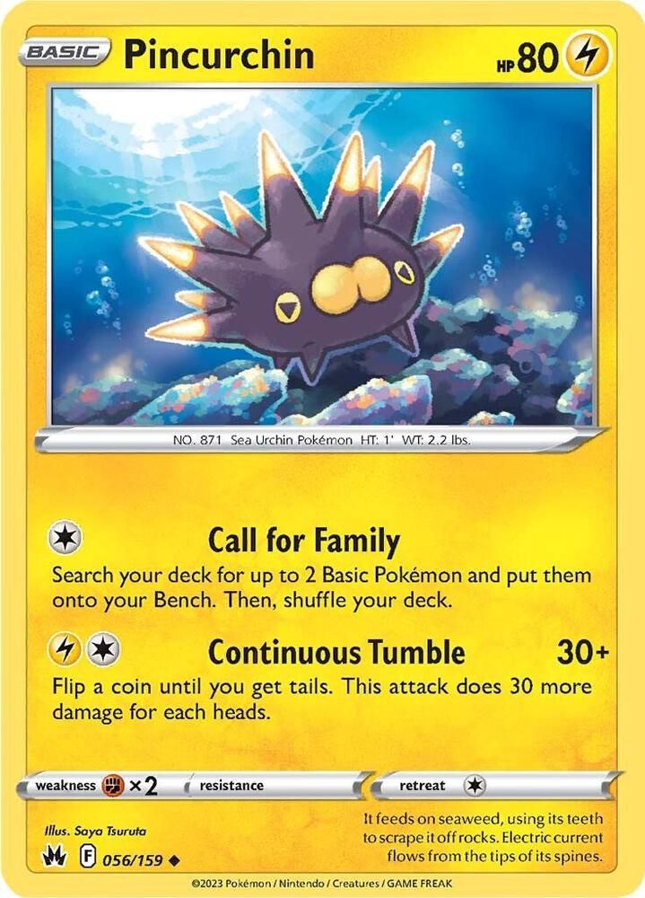 Pincurchin 056/159 Reverse Holofoil — Crown Zenith Pokémon card