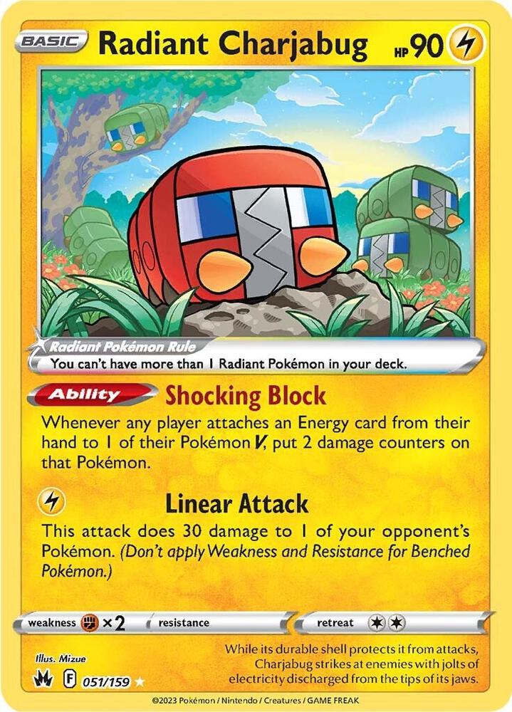 Radiant Charjabug 051/159 Holofoil — Crown Zenith Pokémon card