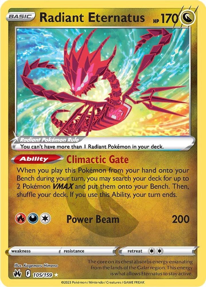 Radiant Eternatus 105/159 Holofoil — Crown Zenith Pokémon card