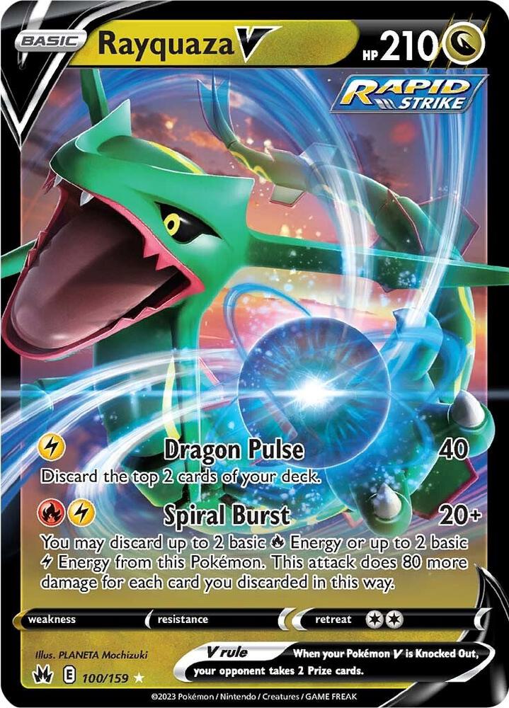 Rayquaza V 100/159 Holofoil — Crown Zenith Pokémon card