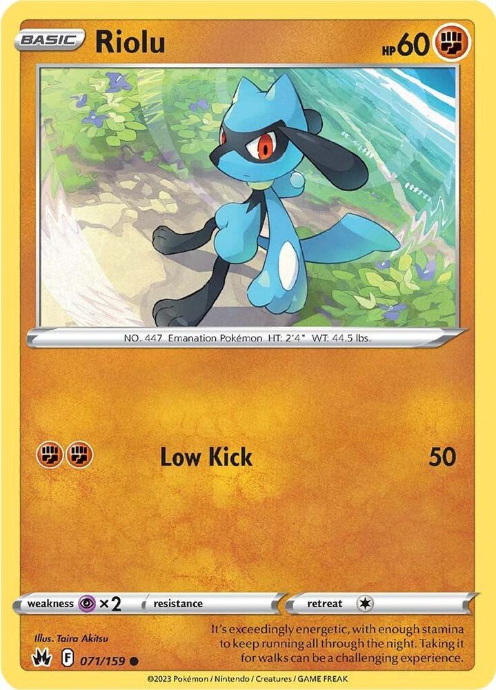 Riolu 071/159 Reverse Holofoil — Crown Zenith Pokémon card