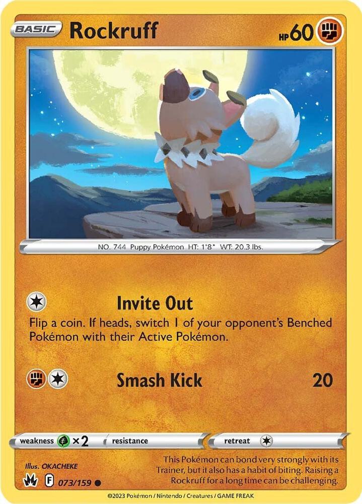 Rockruff 073/159 Reverse Holofoil — Crown Zenith Pokémon card