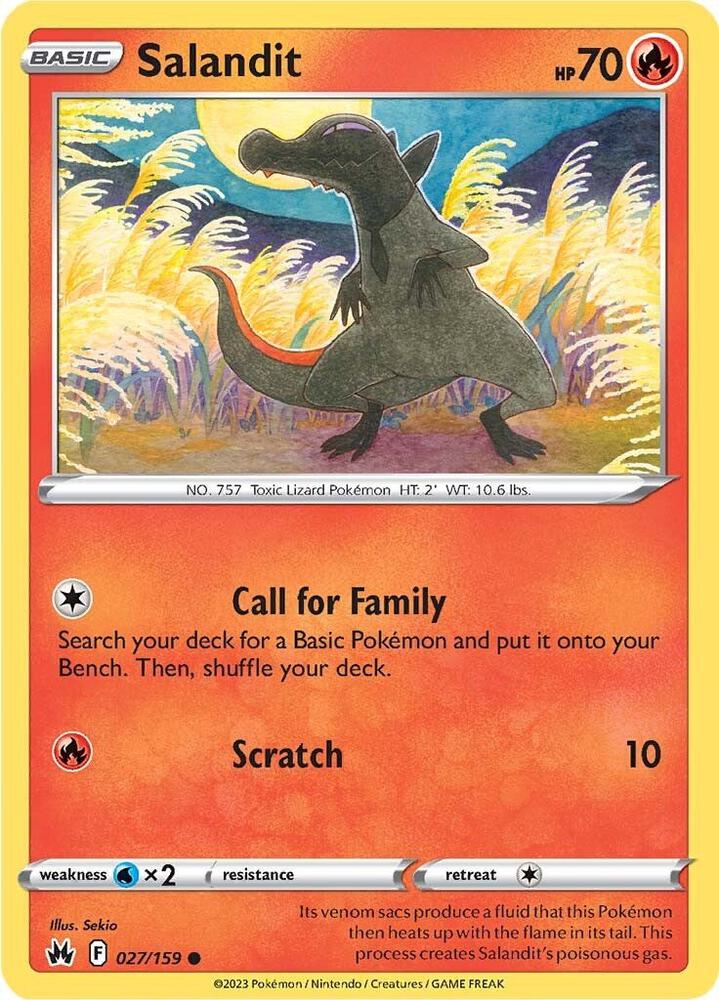 Salandit 027/159 Reverse Holofoil — Crown Zenith Pokémon card