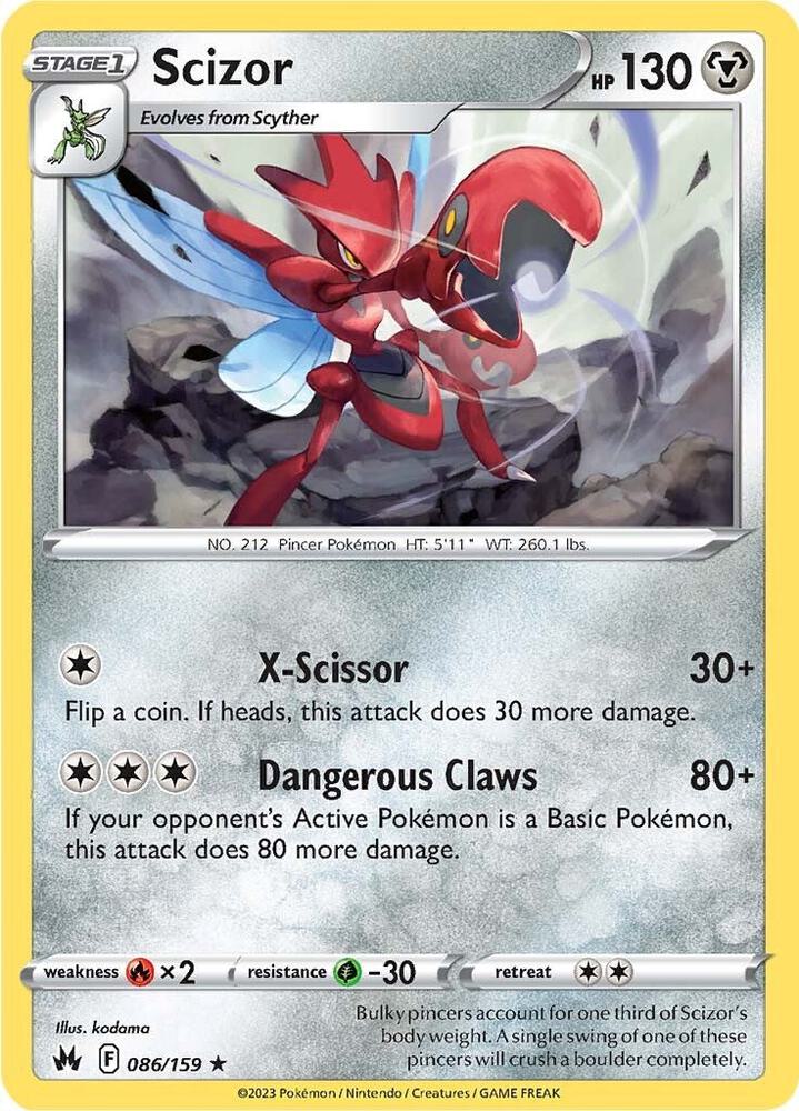 Scizor 086/159 Reverse Holofoil — Crown Zenith Pokémon card