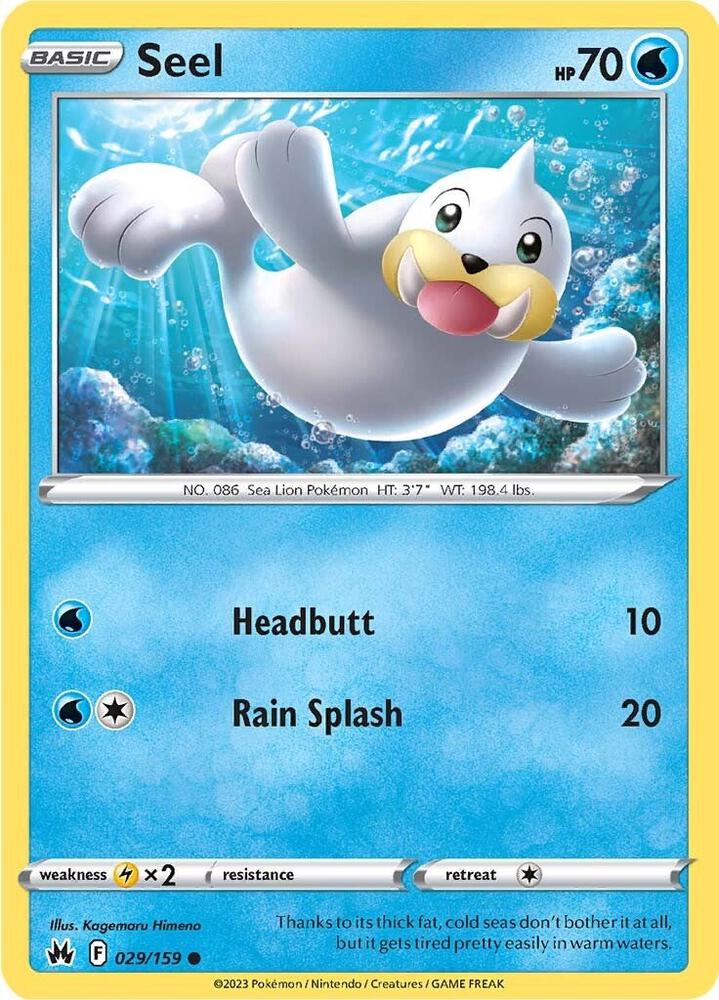 Seel 029/159 Reverse Holofoil — Crown Zenith Pokémon card