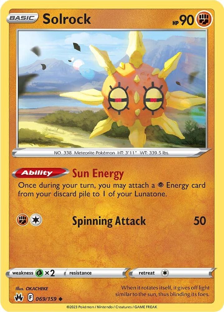 Solrock 069/159 — Crown Zenith Pokémon card