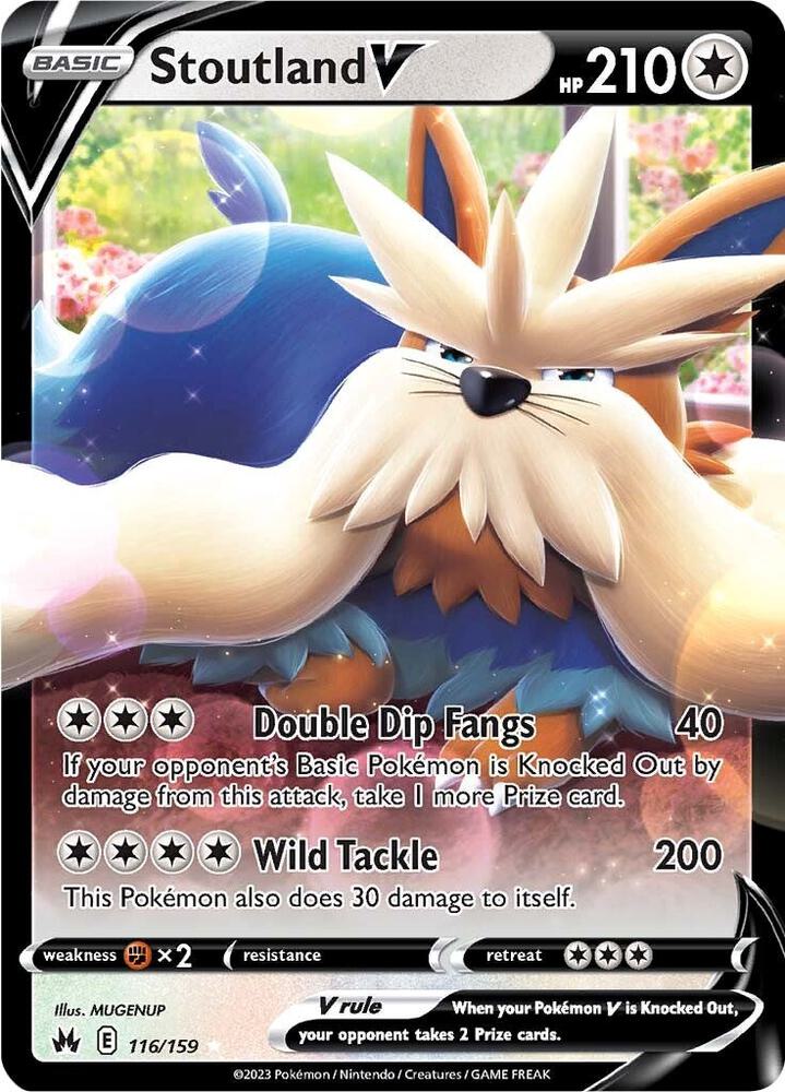 Stoutland V 116/159 Holofoil — Crown Zenith Pokémon card